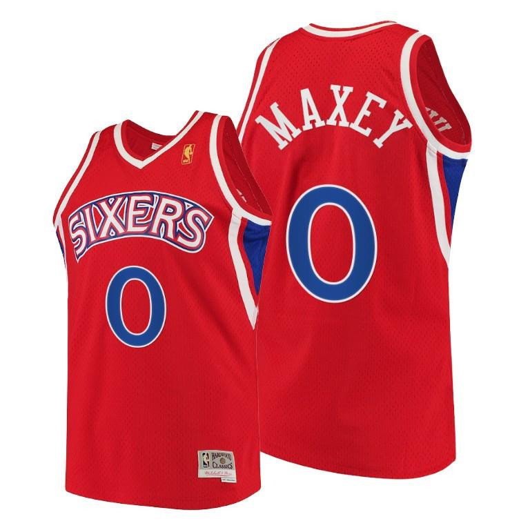 Tyrese Maxey Philadelphia 76ers Red Throwback 90s Jersey HWC Swingman - Men Jersey - JS798