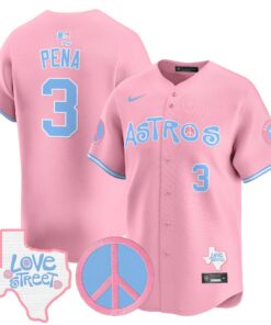 Unisex Astros Love Street & Peace Sign Patch Bubblegum Pink Vapor Premier Limited Jersey