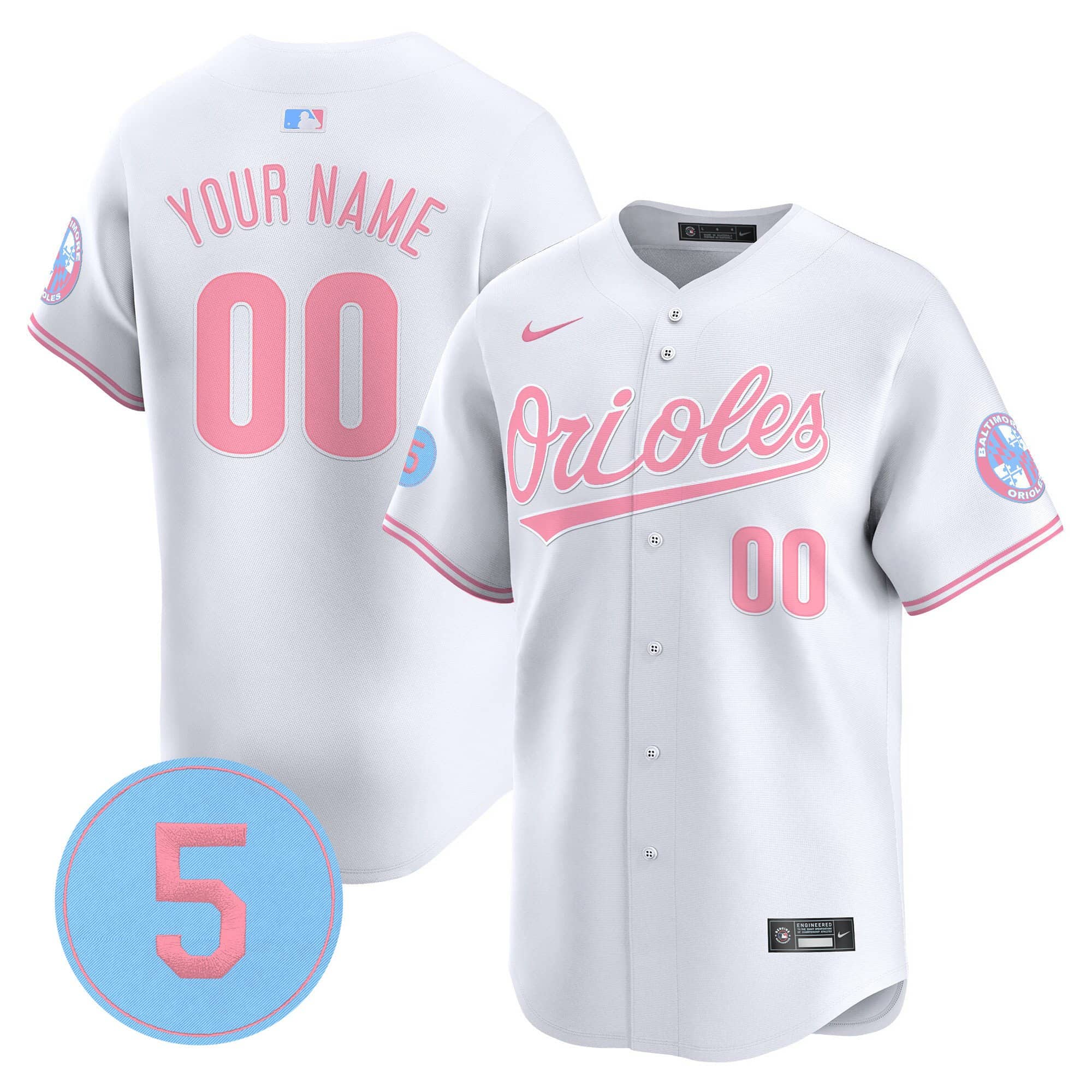 Unisex Orioles Bubblegum Pink Robinson Patch Vapor Premier Limited Custom Jersey