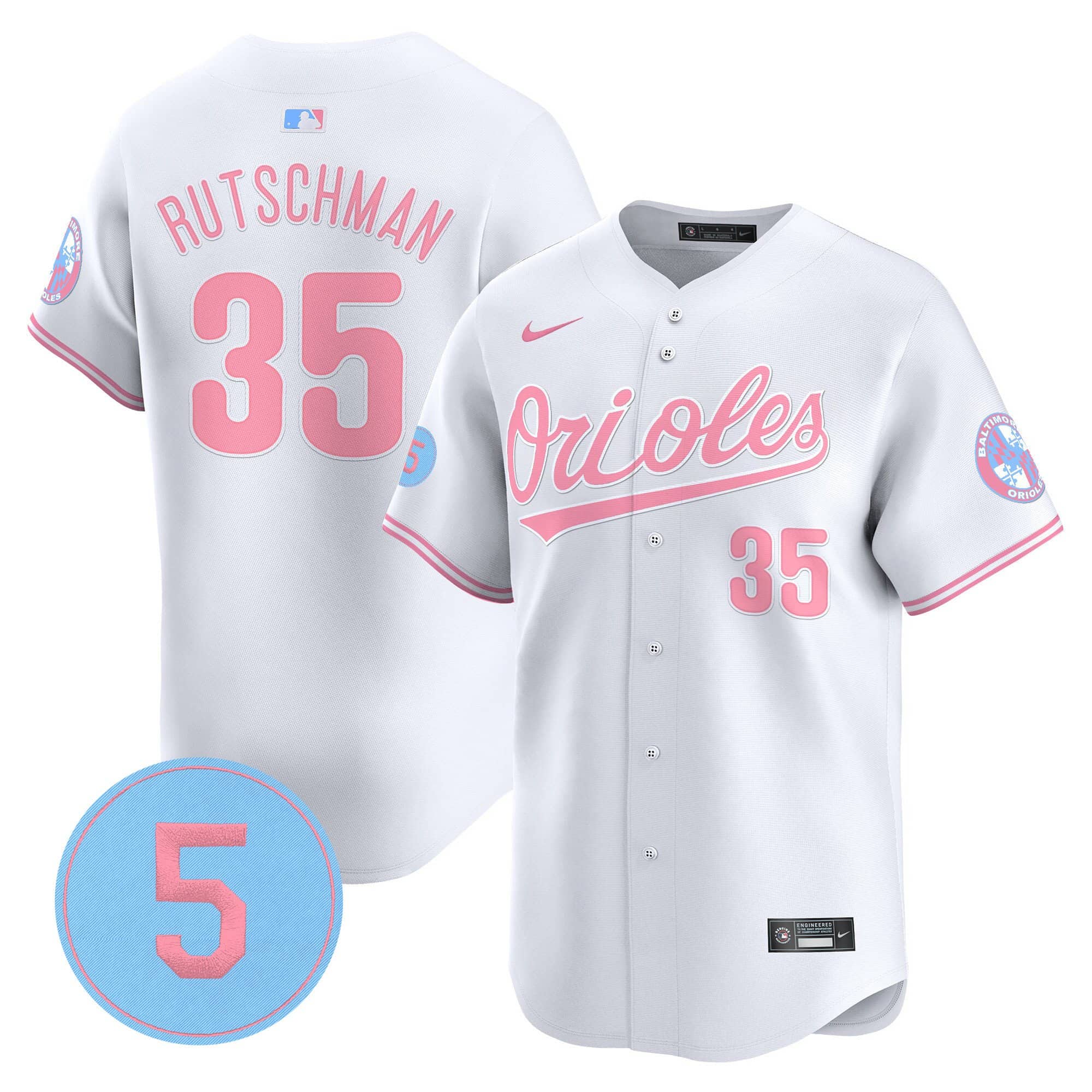 Unisex Orioles Bubblegum Pink Robinson Patch Vapor Premier Limited Jersey