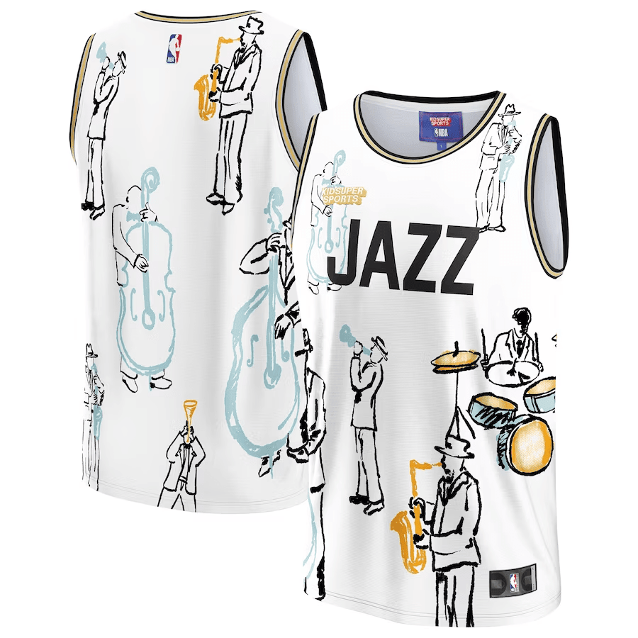 Utah Jazz NBA & KidSuper Studios Unisex Hometown Jersey - White - JS783