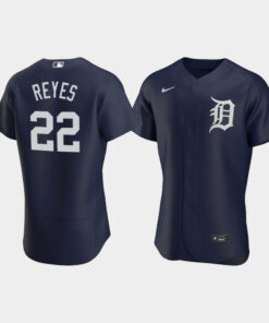 Victor Reyes 22 Detroit Tigers Team Logo Navy Alternate Jersey Jersey