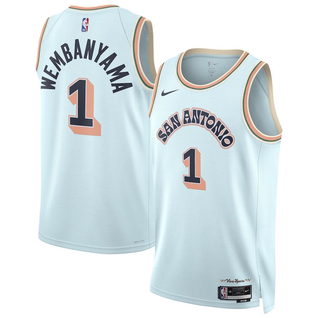 Victor Wembanyama 1 San Antonio Spurs Unisex 2024/25 Swingman Player Jersey - City Edition - Light Blue - JS545