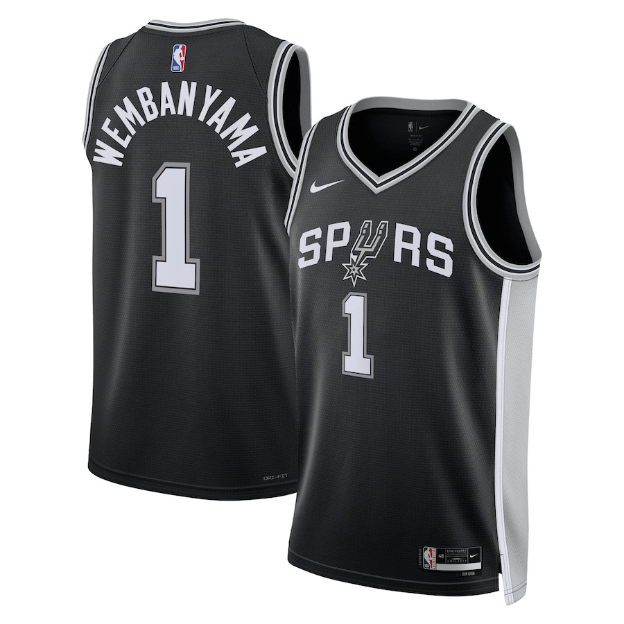 Victor Wembanyama 1 San Antonio Spurs Unisex Swingman Jersey - Icon Edition - Black - JS728