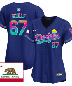 Vin Scully 67 Los Angeles Dodgers 2024 Los Angeles City Style California Republic Patch Women Jersey - Royal