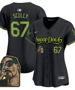 Vin Scully 67 Los Angeles Dodgers Snoop Dogg Women Jersey - Black
