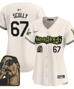Vin Scully 67 Los Angeles Dodgers Snoop Dogg Women Jersey - Cream