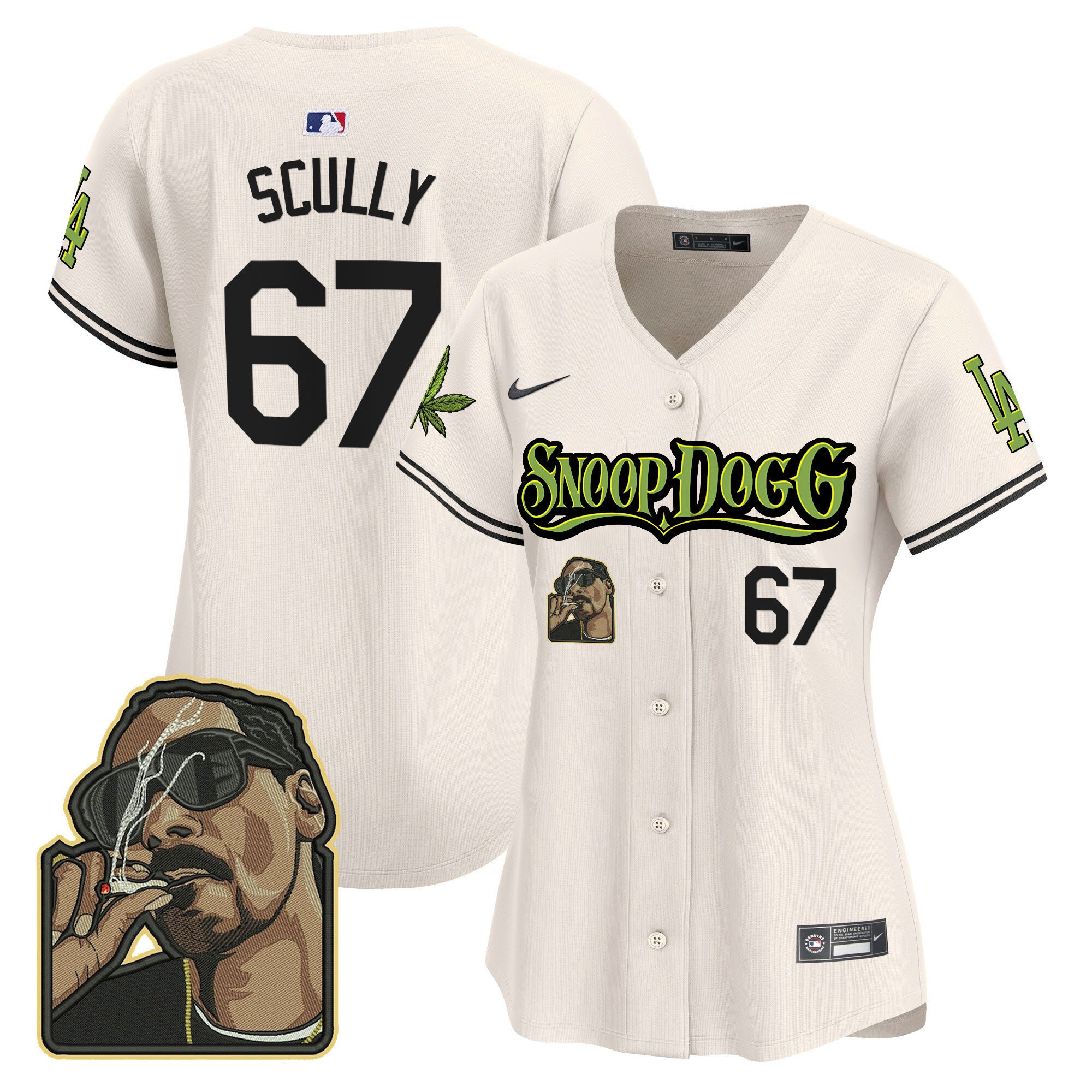 Vin Scully 67 Los Angeles Dodgers Snoop Dogg Women Jersey - Cream