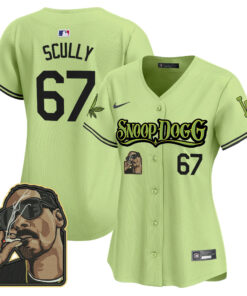 Vin Scully 67 Los Angeles Dodgers Snoop Dogg Women Jersey - Light Green
