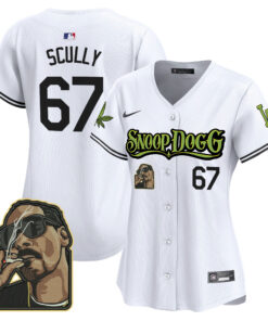 Vin Scully 67 Los Angeles Dodgers Snoop Dogg Women Jersey - White