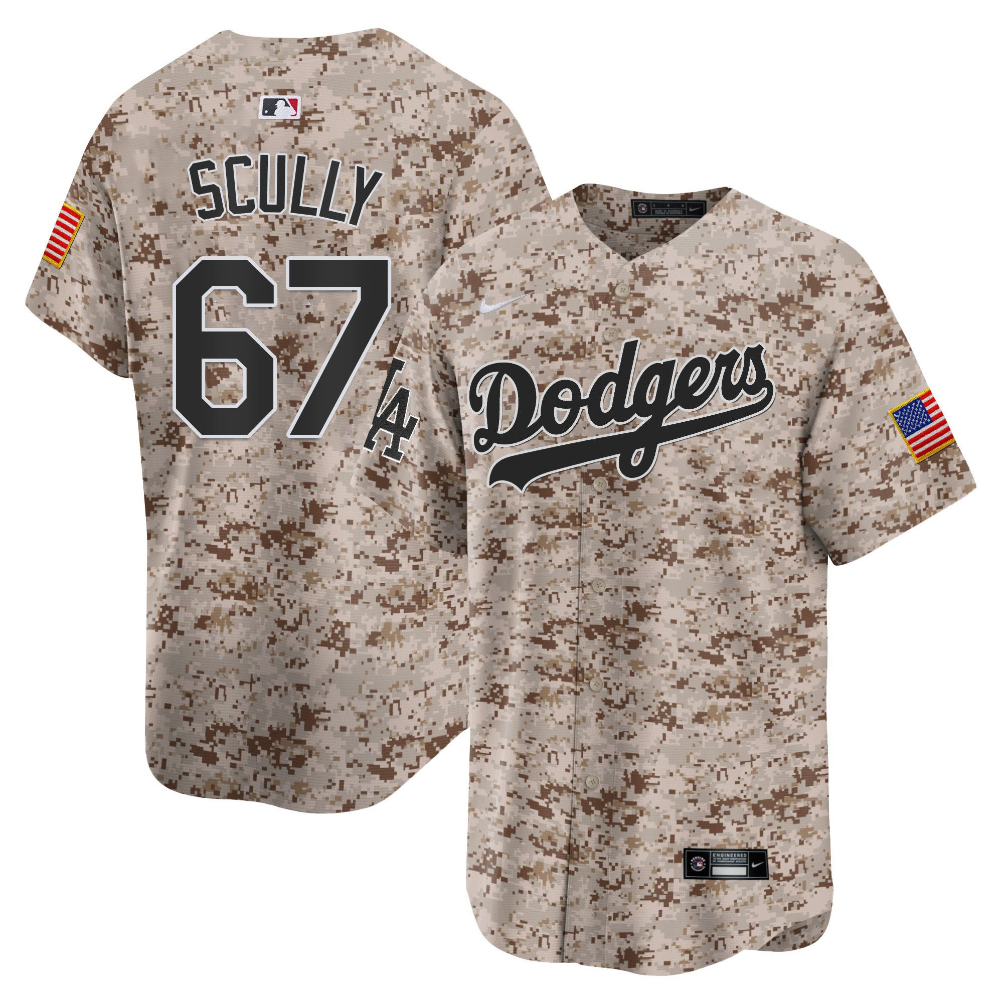 Vin Scully 67 Los Angeles Dodgers USMC Alternate Limited Men Jersey - Desert