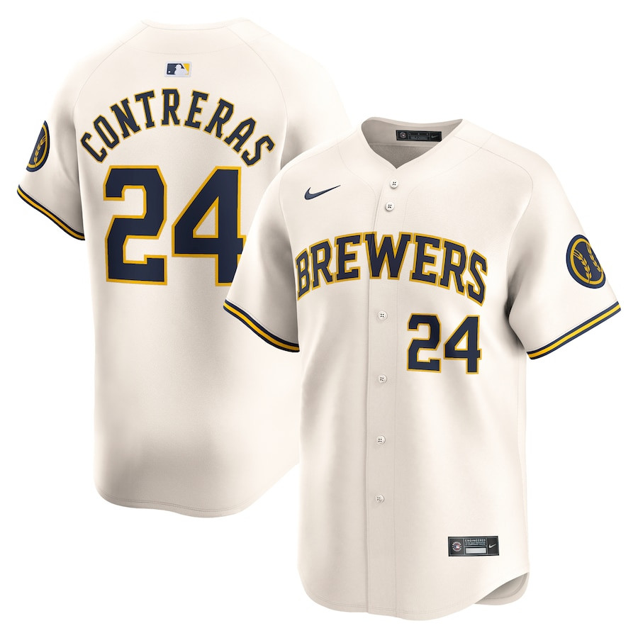 William Contreras 24 Milwaukee Brewers Home Limited Player Men Jersey - Cream