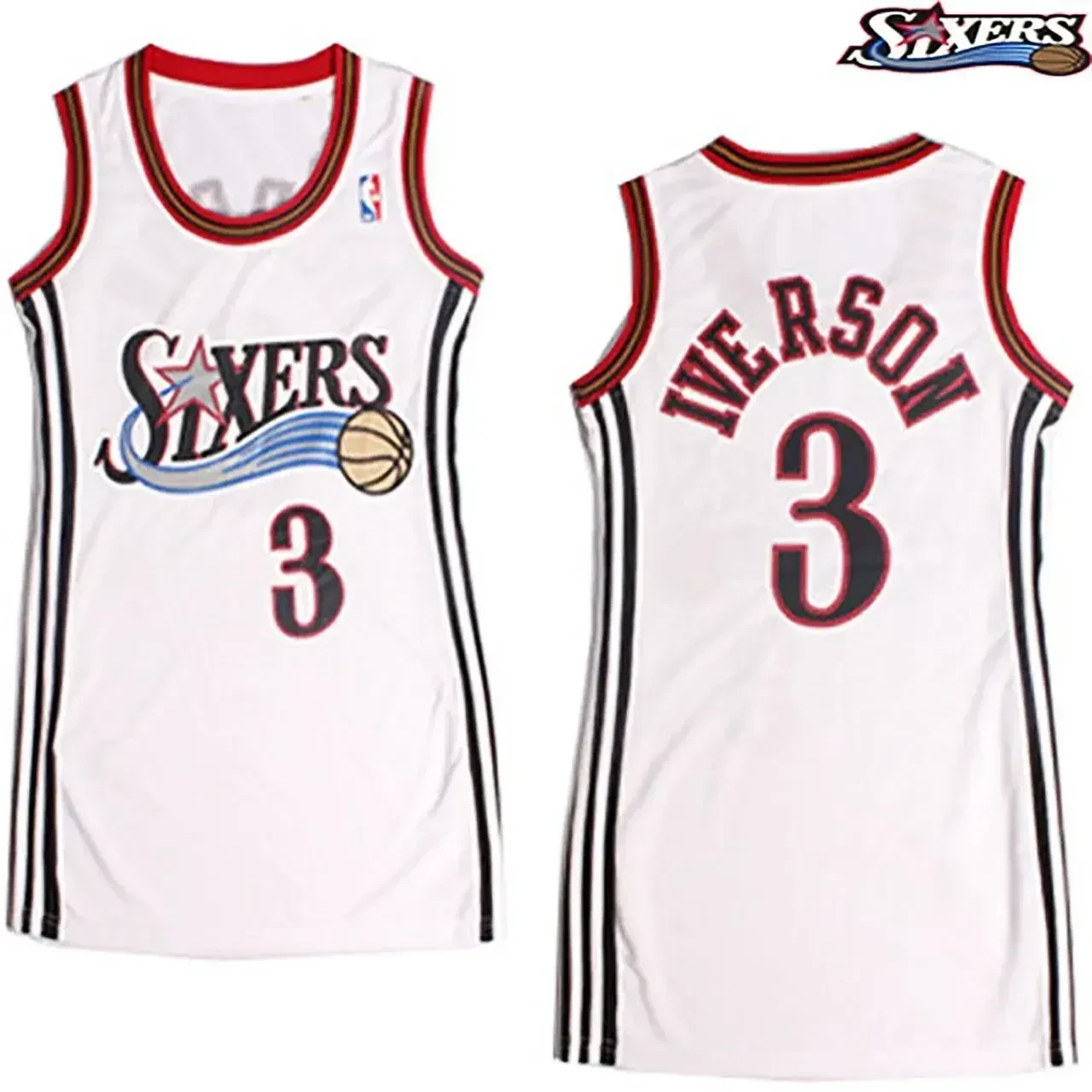 Women's Allen Iverson Philadelphia 76ers 3 White Jersey - JS768