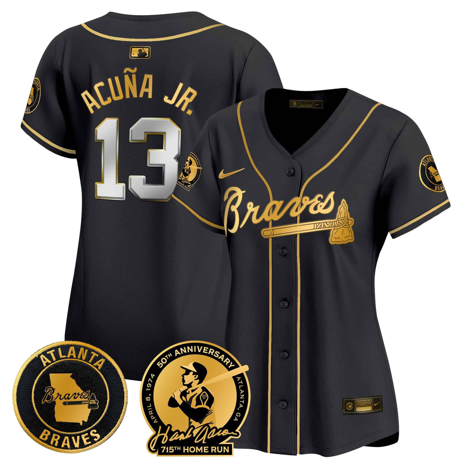 Women's Atlanta Braves Hank Aaron 715th Home Run Patch Vapor Premier Limited Jersey