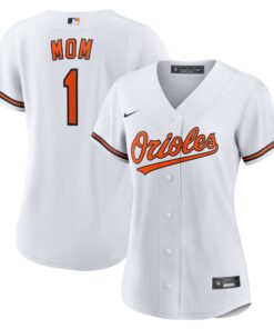 Women's Baltimore Orioles White #1 Mom Home Jersey