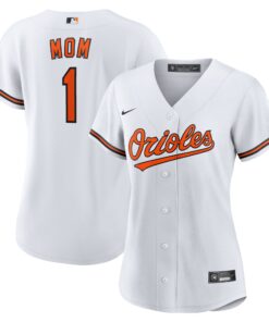 Women's Baltimore Orioles White #1 Mom Home Jersey