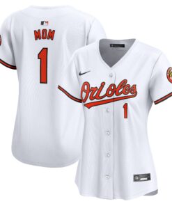 Women's Baltimore Orioles White #1 Mom Home Limited Jersey