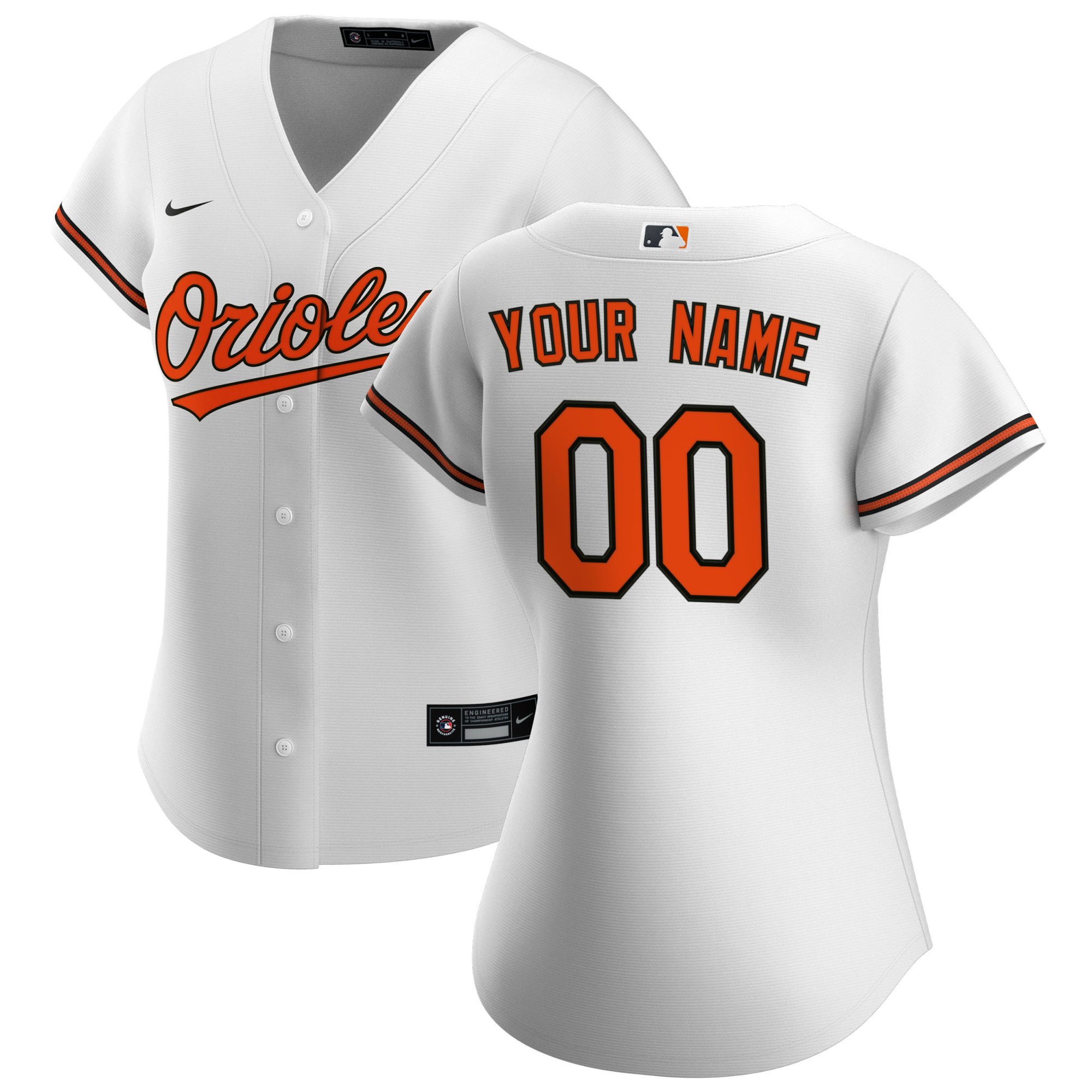 Women's Baltimore Orioles White Home Custom Jersey