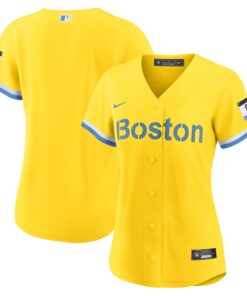 Women's Boston Red Sox Gold/Light Blue City Connect Jersey