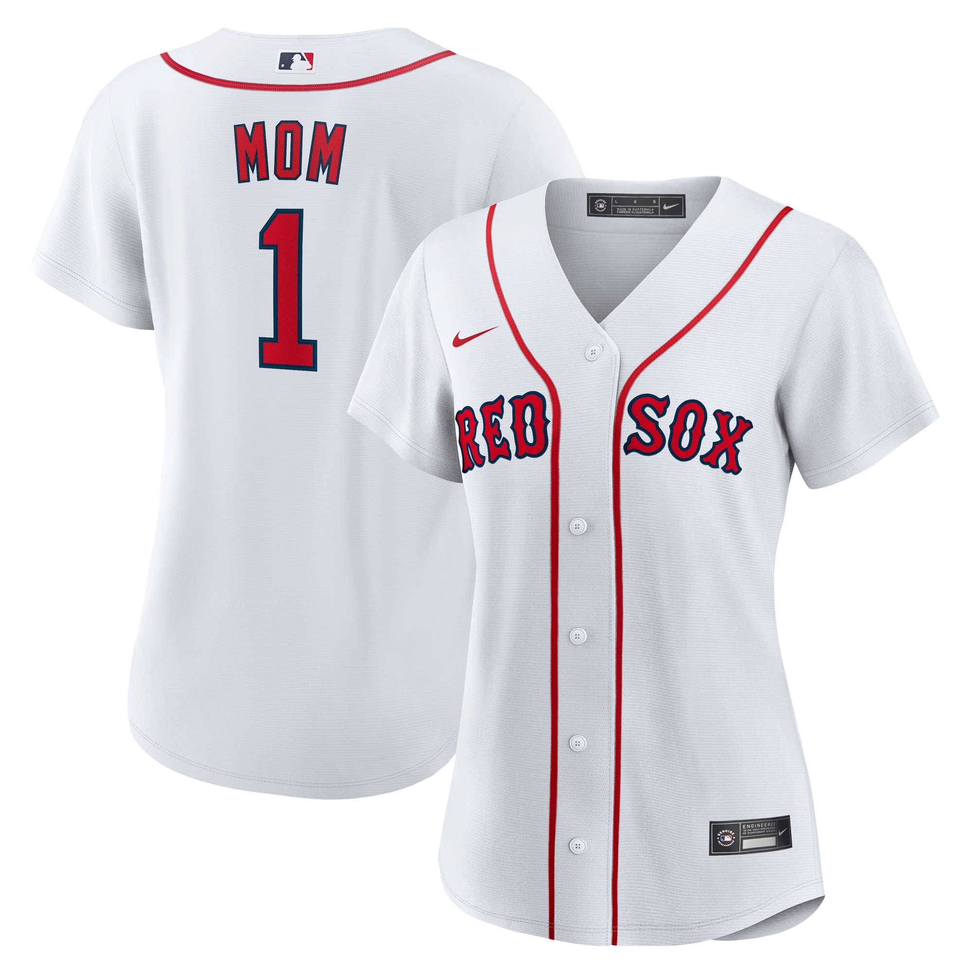 Women's Boston Red Sox White #1 Mom Home Jersey