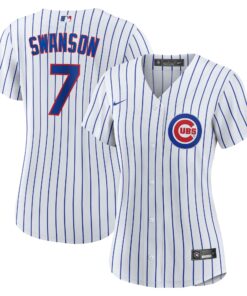 Women's Chicago Cubs Dansby Swanson White/Royal Home Player Jersey
