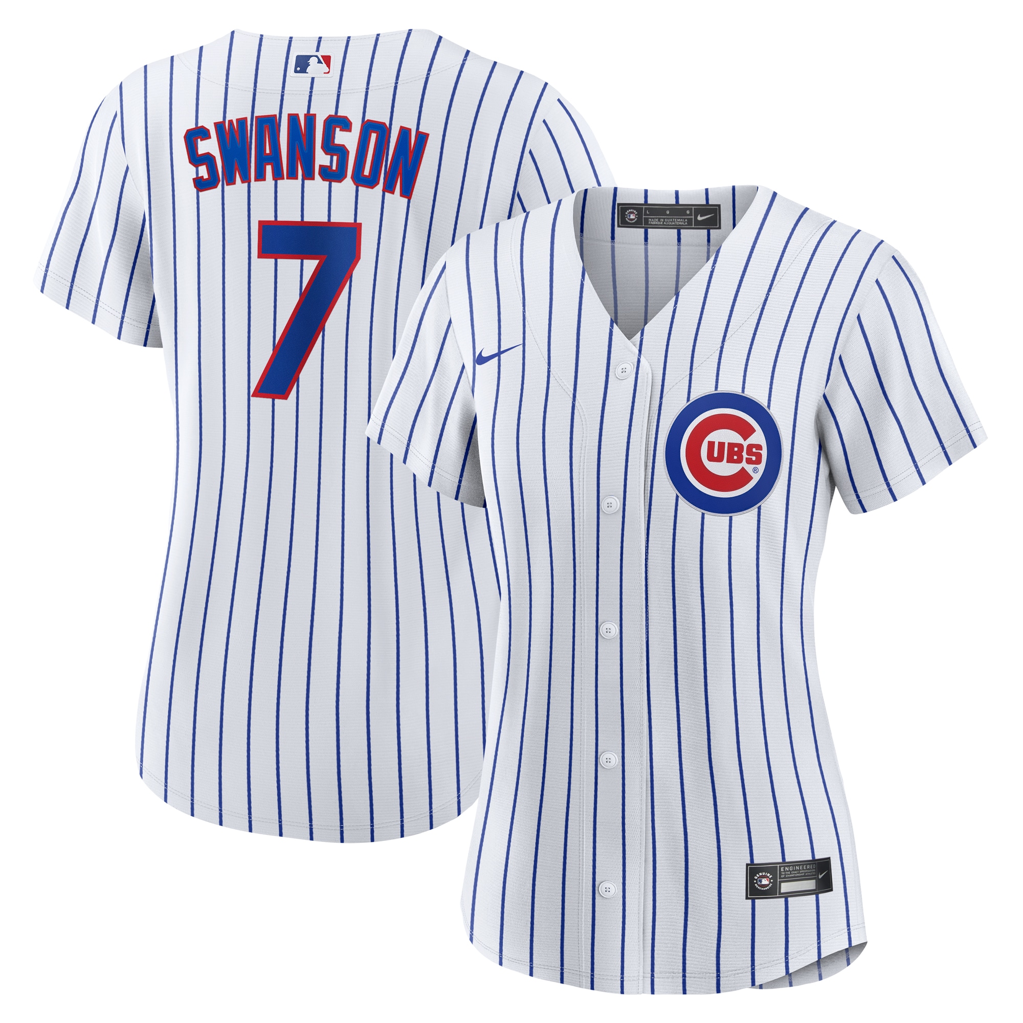Women's Chicago Cubs Dansby Swanson White/Royal Home Player Jersey