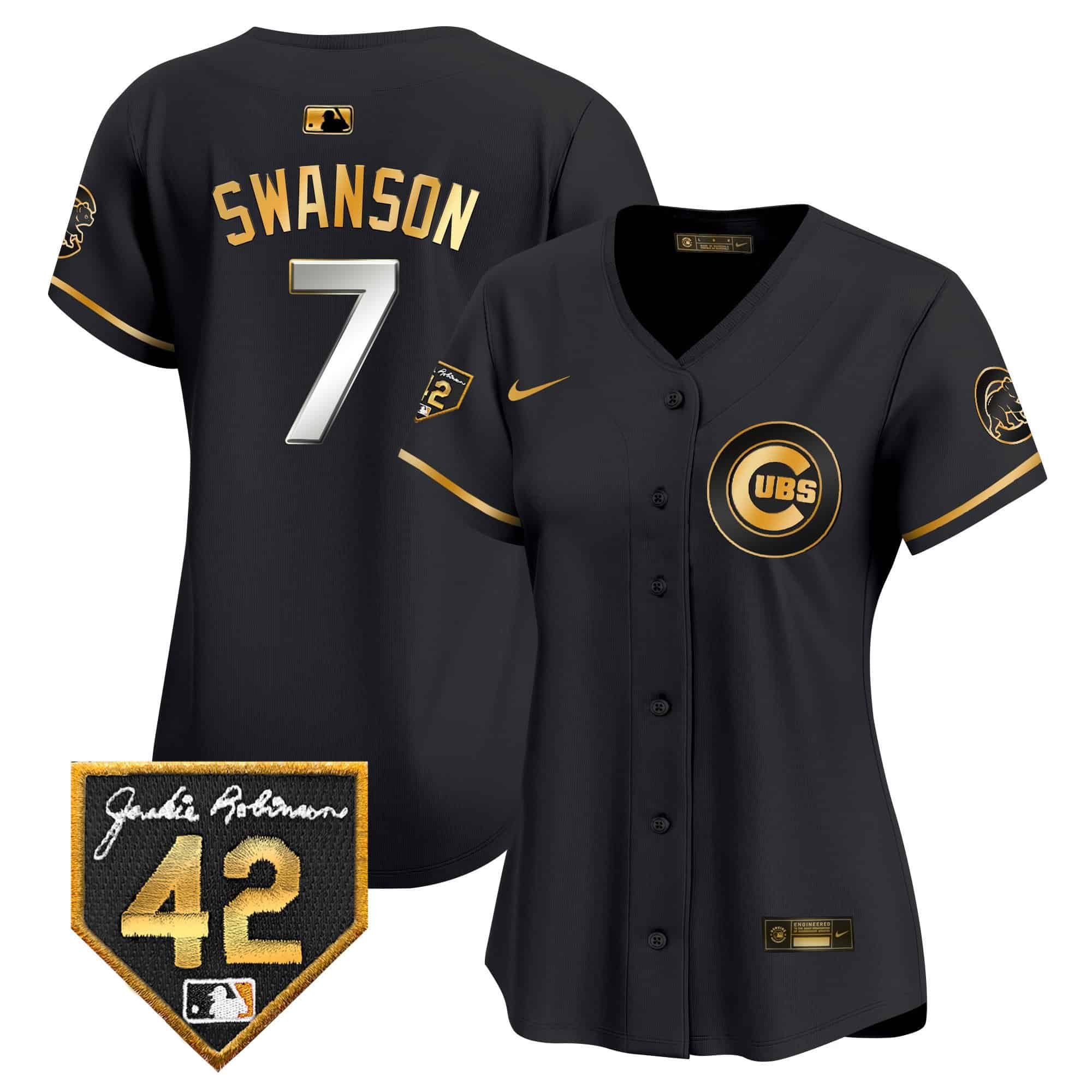 Women's Chicago Cubs Jackie Robinson Patch Vapor Premier Limited Jersey V2