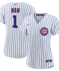 Women's Chicago Cubs White #1 Mom Home Jersey