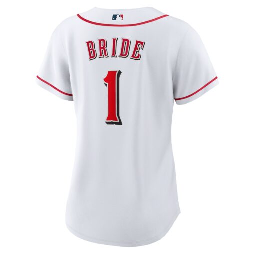 Women's Cincinnati Reds White #1 Bride Home Jersey - Image 3
