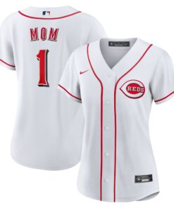 Women's Cincinnati Reds White #1 Mom Home Jersey