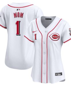 Women's Cincinnati Reds White #1 Mom Home Limited Jersey