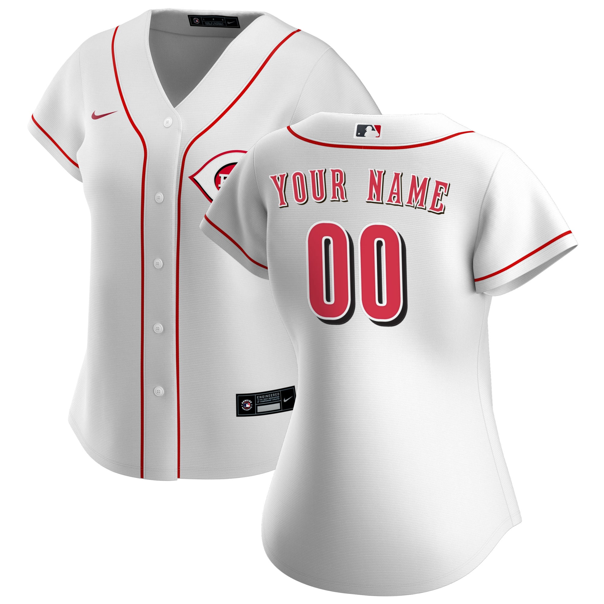 Women's Cincinnati Reds White Home Custom Jersey