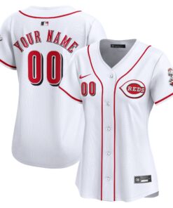 Women's Cincinnati Reds White Home Limited Custom Jersey