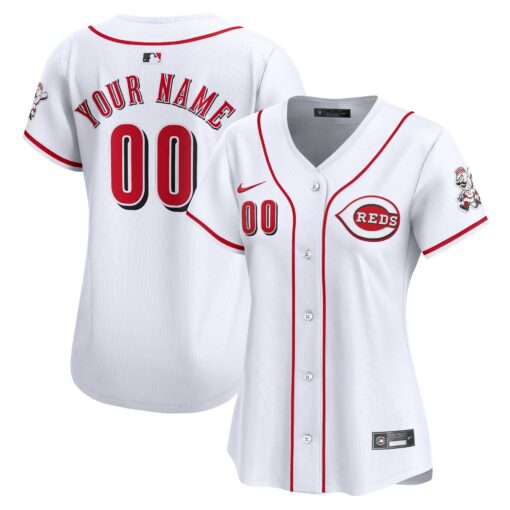 Women's Cincinnati Reds White Home Limited Custom Jersey