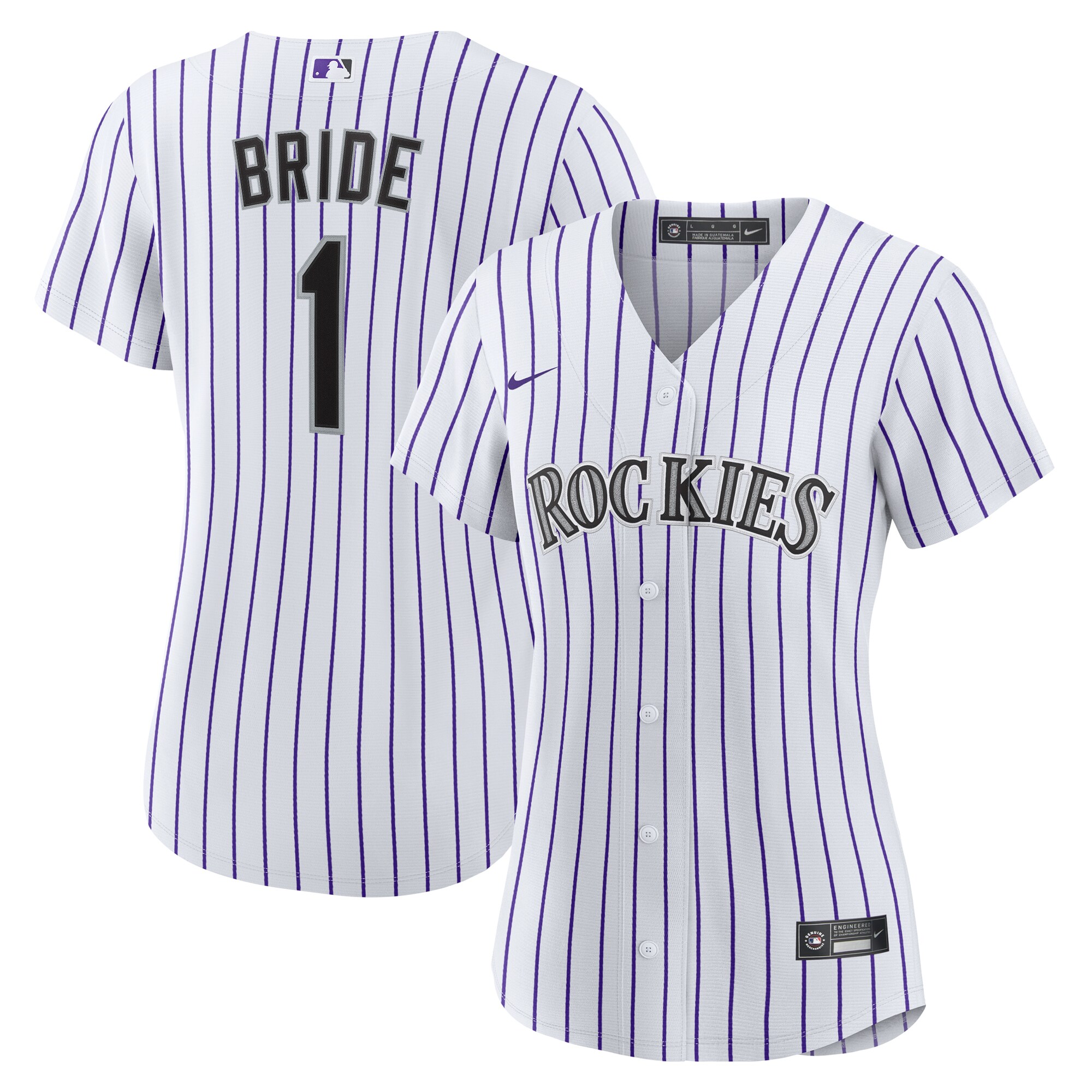 Women's Colorado Rockies White #1 Bride Home Jersey