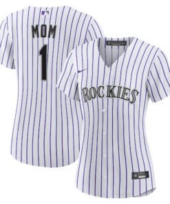 Women's Colorado Rockies White #1 Mom Home Jersey