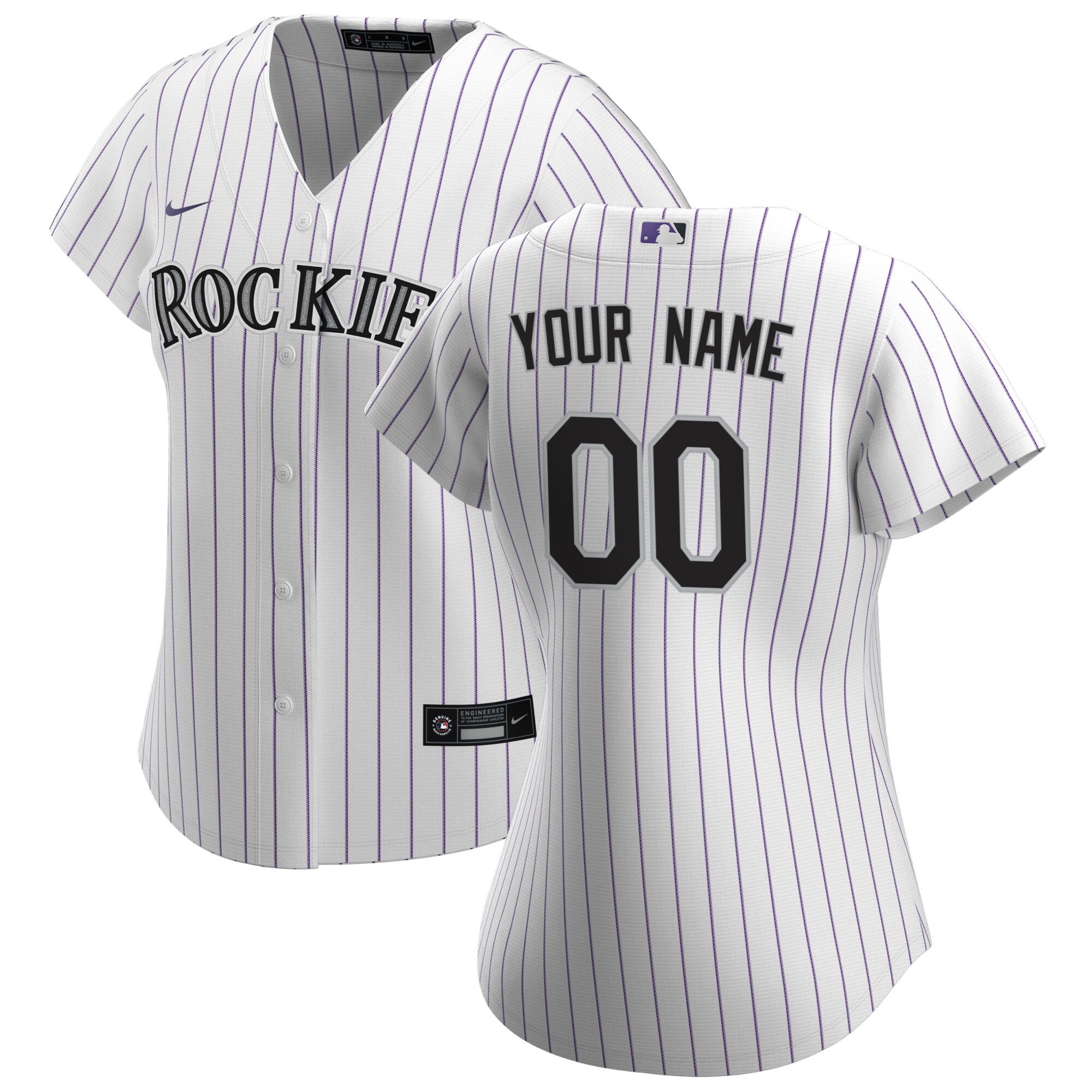 Women's Colorado Rockies White Home Custom Jersey