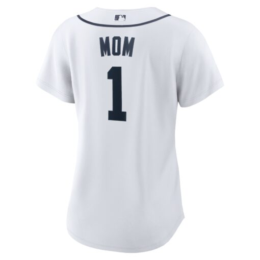 Women's Detroit Tigers White #1 Mom Home Jersey - Image 3