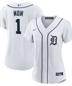 Women's Detroit Tigers White #1 Mom Home Jersey