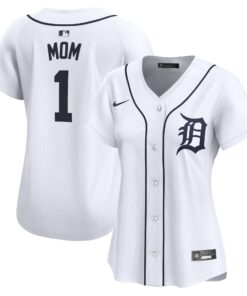 Women's Detroit Tigers White #1 Mom Home Limited Jersey