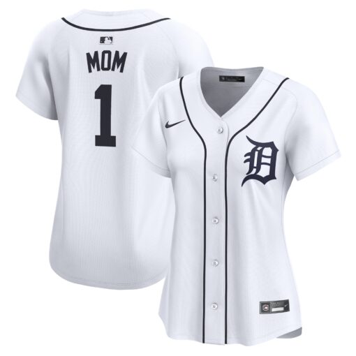 Women's Detroit Tigers White #1 Mom Home Limited Jersey