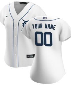 Women's Detroit Tigers White Home Custom Jersey