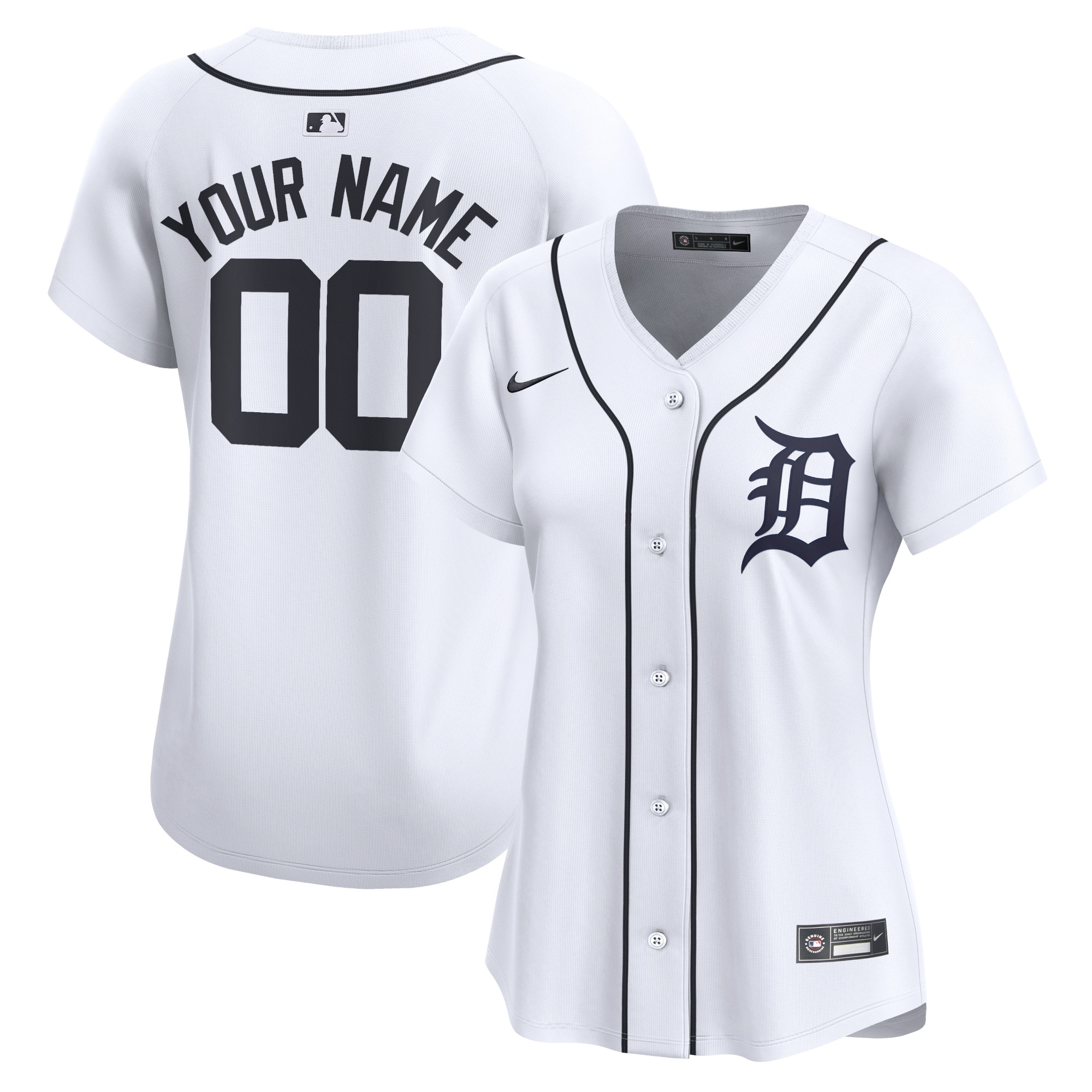 Women's Detroit Tigers White Home Limited Custom Jersey