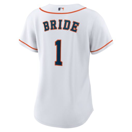 Women's Houston Astros White #1 Bride Home Jersey - Image 3