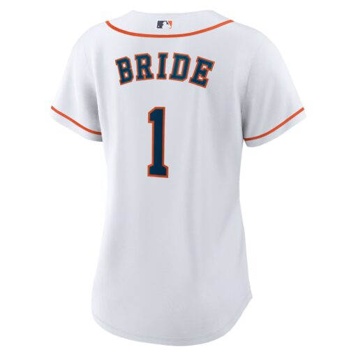 Women's Houston Astros White #1 Bride Home Jersey - Image 3