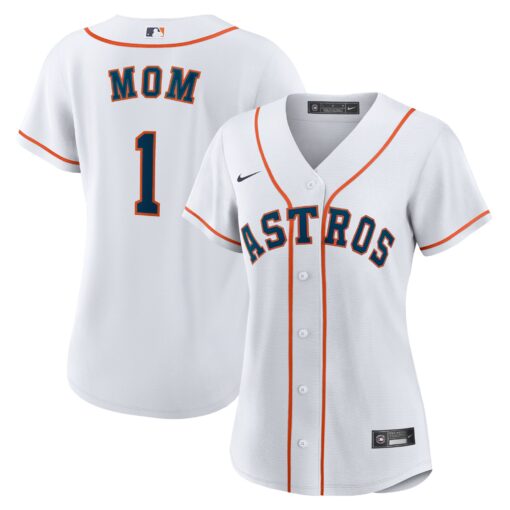 Women's Houston Astros White #1 Mom Home Jersey