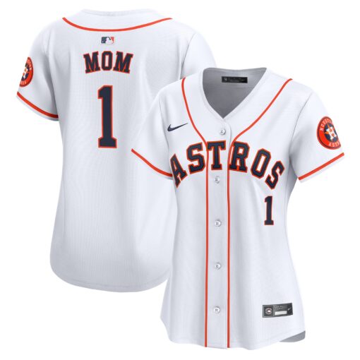 Women's Houston Astros White #1 Mom Home Limited Jersey