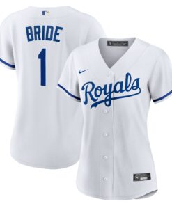 Women's Kansas City Royals White #1 Bride Home Jersey