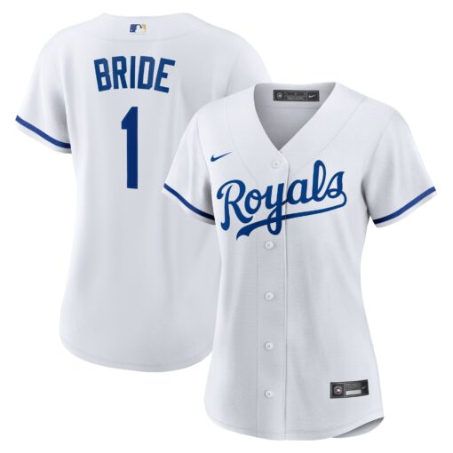 Women's Kansas City Royals White #1 Bride Home Jersey
