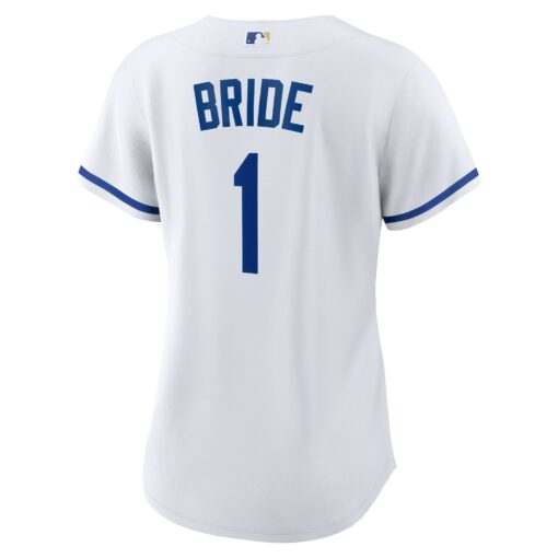 Women's Kansas City Royals White #1 Bride Home Jersey - Image 3